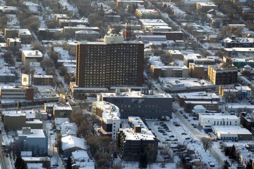 Aerial photos over Winnipeg. Richardson College for the Environment & Science Complex. Portage Ave. McFeetors Hall. November 28, 2012  BORIS MINKEVICH / WINNIPEG FREE PRESS