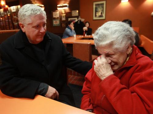 Gord Mackintosh Minister of Convsevation and Water Stewardship comes to say goodbye to Mary Kelekis after she announced she will be closing her restaurant in January 2013 on her 88th birthday- Standup Photo- November 30, 2012   (JOE BRYKSA / WINNIPEG FREE PRESS)