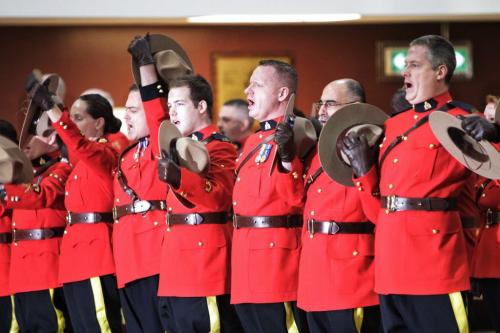 Members of the Ceremonial Troops cheer outgoing Assistant Commissioner Bill Robinson during the Change of Command Ceremony at the Minto Armouries. Assistant Commissioner Kevin Brosseau replaces Assistant Commissioner Bill Robinson as RCMP "D" Division Commanding Officer during a Change of Command Ceremony at the Minto Armouries.  121206 December 06, 2012 Mike Deal / Winnipeg Free Press