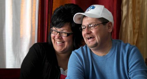 Farron Cochrane and his wife Pearl are all smiles in their home on Peguis First Nation.  The  Cochrane family have been like the grandparents  of hockey in this community after coaching for years and helping six of their sons  play in leagues throughout the years around the province. See Randy Turner's Native, Aboriginal hockey story. Dec 05, 2012, Ruth Bonneville  (Ruth Bonneville /  Winnipeg Free Press)