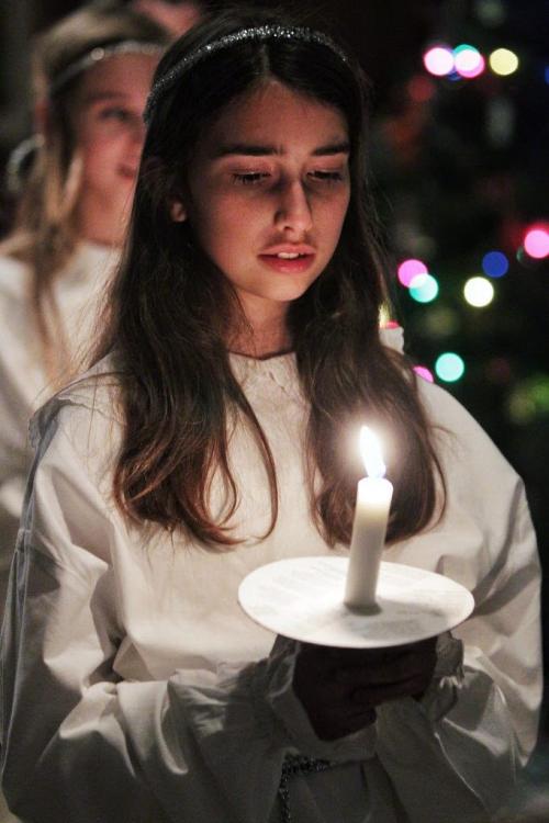 Elena Rempel, 12, takes part in the Swedish Lucia pageant at the Scandinavian Centre Sunday afternoon. 
121209
December 06, 2012
Mike Deal / Winnipeg Free Press