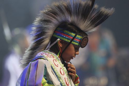 Dancers take part in the Grand Entry at The Aboriginal Peoples Choice Music Awards 2012 during The 7th annual Manito Ahbee Festival  at the MTS Centre in Winnipeg Friday night-  See story¾± November 02, 2012   (JOE BRYKSA / WINNIPEG FREE PRESS)