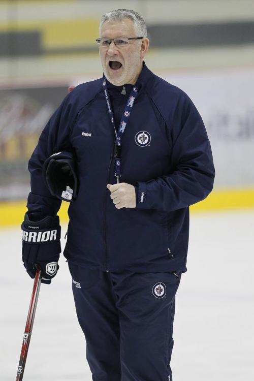 Winnipeg Jets new assistant coach Perry Pearn coaches a minor league hockey camp at MTS Iceplex Monday, December 10, 2012. (John Woods/Winnipeg Free Press)