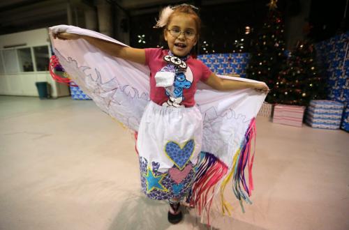 Callie Starr, 6, participates in a Kids Pow Wow Club, at the Ma Mawi Wi Chi Itata Centre, Wednesday, December 12, 2012. (TREVOR HAGAN/WINNIPEG FREE PRESS) - december 29 fyi