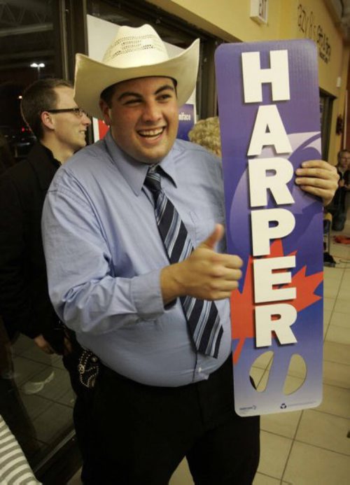 Manitoba Progressive Conservative party's youth president Braydon Mazurkiewich, seen here at Shelly Glover's headquarters after the 2008 federal election, has resigned his post after posting controversial comments about Kapyong Barracks developments Friday. Mike Aporius/Winnipeg Free Press