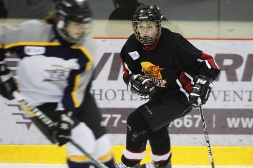 Prairie Blaze #9 Julie Desrochers is photographed at her Manitoba Women's Junior Hockey League game against the Western Predators at MTS Iceplex Saturday, December 15, 2012. (John Woods/Winnipeg Free Press)
