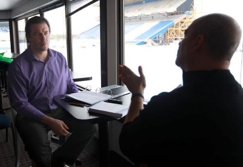 New Winnipeg Blue Bomber assistant GM Kyle Walters spent some time with Winnipeg free Press writer Ed Tait today-  See Ed Tait story- December 18, 2012   (JOE BRYKSA / WINNIPEG FREE PRESS)