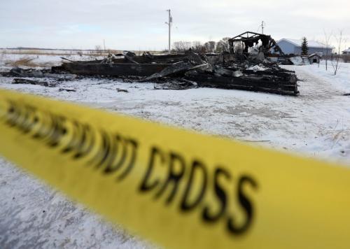 A house on Edgewood Road in the R.M. of Springfield was destroyed early Saturday morning in a fire that killed one person., Saturday, December 22, 2012. (TREVOR HAGAN/WINNIPEG FREE PRESS)