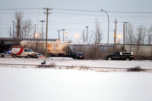 A motor vehicle collision on Fermor just west of the Plessis overpass. Police had things blocked off in all directions for miles. December 24, 2012  BORIS MINKEVICH / WINNIPEG FREE PRESS