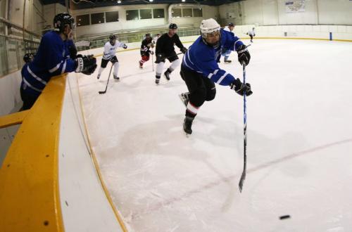 Alan Kinnaird fires the pick up the ice during a weekly game of hockey at the Winnipeg Winter Club, Saturday, December 29, 2012. (TREVOR HAGAN/ WINNIPEG FREE PRESS)