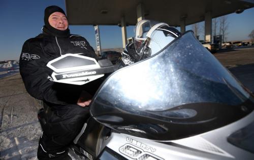 Darren Jackson and some of his fellow riders stopped for a rest at the 59er on Highway 59, Saturday, December 29, 2012. (TREVOR HAGAN/WINNIPEG FREE PRESS)