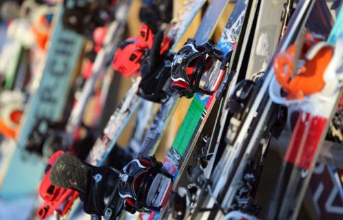 Snowboards lined up at Springhill, Saturday, December 29, 2012. (TREVOR HAGAN/WINNIPEG FREE PRESS)