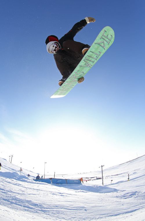 Josh Reer, 20, a snowboarder riding at Springhill, Saturday, December 29, 2012. (TREVOR HAGAN/WINNIPEG FREE PRESS)