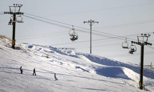 Skiers and snowboarders dot the hill at Springhill, located in the floodway, Saturday, December 29, 2012. (TREVOR HAGAN/WINNIPEG FREE PRESS)