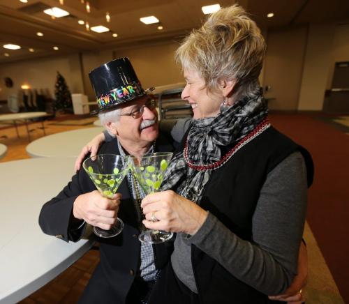 Ray and Linda Antymis in a ballroom at the Viscount Gort Hotel, where his club, Adventures for Successful Singles, has organized a New Years Eve Ball for singles, Sunday, December 30, 2012. (TREVOR HAGAN/WINNIPEG FREE PRESS)