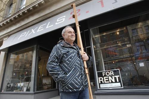 Joe Kerr, owner of Pixels Gallery 2.1 is moving out,  it is the only photographic gallery in Western Canada  and its shutting down, Kerr blames recent parking cost hikes by the City. Gabrielle Giroday story    . (WAYNE GLOWACKI/WINNIPEG FREE PRESS) Winnipeg Free Press  Jan. 7 2013