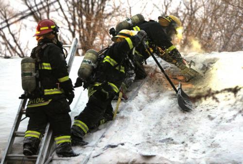 Fire crews battle a house fire in St. Boniface early this morning. The call came in around 7 a.m. for a blaze in the 400 block of Goulet Street. There is no word on any injuries. January 9, 2013  BORIS MINKEVICH / WINNIPEG FREE PRESS