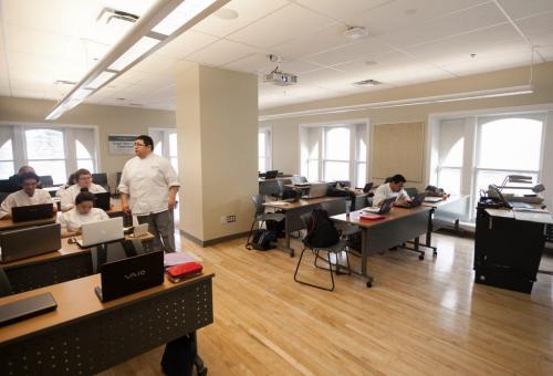 A classroom on the third floor. Red River' College's new Paterson Global Foods Institute will officially open in February but classes have already started.  (Melissa Tait / WInnipeg Free Press)