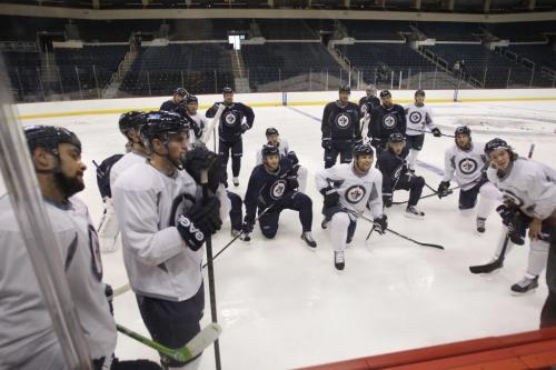 Winnipeg Jets have an informal practice in the MTS Centre Thursday. Ed Tait story  (WAYNE GLOWACKI/WINNIPEG FREE PRESS) Winnipeg Free Press  Jan. 10 2013