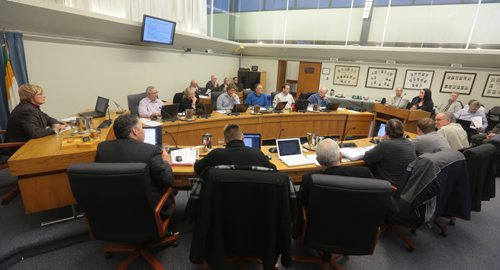 Brandon Sun City Council listens to input from department representatives during Friday's budget deliberations at City Hall. (Bruce Bumstead/Brandon Sun)