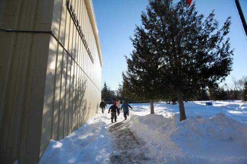 Reynolds School in the RM of Reynolds  a hour and a half east of Winnipeg has only 9 kids attending ithe school due to low enrollment. Students head outside for recess where they make snow angles, play with the dog, go sliding and dig snow tunnels. See Nick Martin's story. Jan 16 2013, Ruth Bonneville  (Ruth Bonneville /  Winnipeg Free Press)