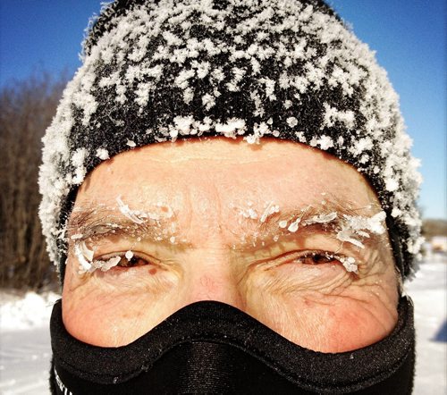 Neil Gilley looks a little frosty after going cross country skiing at Birds Hill Park Sunday morning.  130120 January 20, 2013 Mike Deal / Winnipeg Free Press