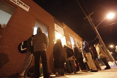 January 22, 2013 - 130122  -  Clients wait to enter Main Street Project at 75 Martha Tuesday January 22, 2013.  John Woods / Winnipeg Free Press