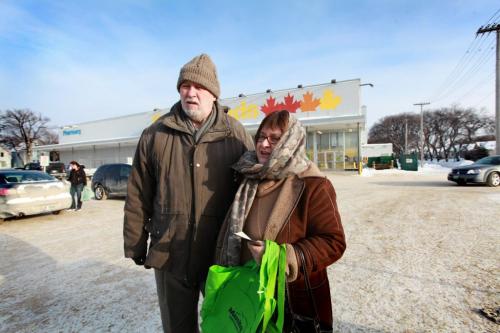Vera and Wolodymyr Senchuck talk about Extra Foods grocery store on Main street closing  outside the store just before heading in to do some shopping.  See Bill Redekop's story.  Jan 26, 2013, Ruth Bonneville  (Ruth Bonneville /  Winnipeg Free Press)