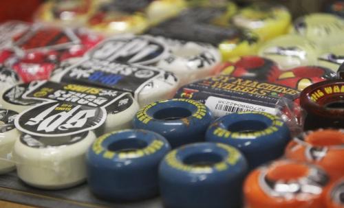 Skateboard wheels for sale at The Edge Skatepark, Saturday, January 26, 2013. (TREVOR HAGAN/WINNIPEG FREE PRESS)