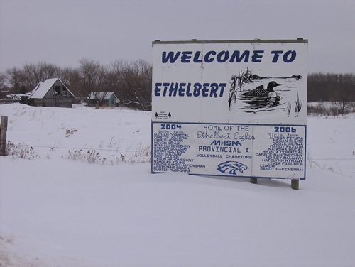 Ethelbert sign where the double homicide took place. January 29 2013. Bill Redekop story / photo. Winnipeg Free Press.