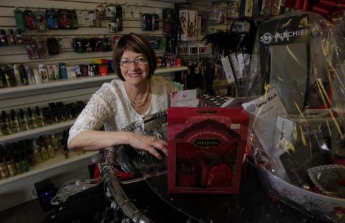Linda Zuzanski for a Detour piece on the 30th anniversary of the Love Nest. Pics of owner Linda, 63, in and among her wares. January 30, 2013  BORIS MINKEVICH / WINNIPEG FREE PRESS
