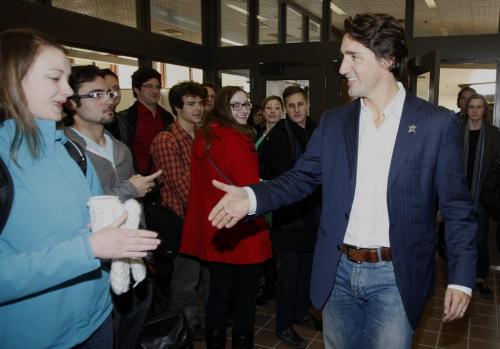 Justin Trudeau   , Liberal leadership candidate  speaks to a packed atrium of 300 studem=nts annd supporters at  the UoM Drake Centre  KEN GIGLIOTTI / FEB 1 2013 / WINNIPEG FREE PRESS