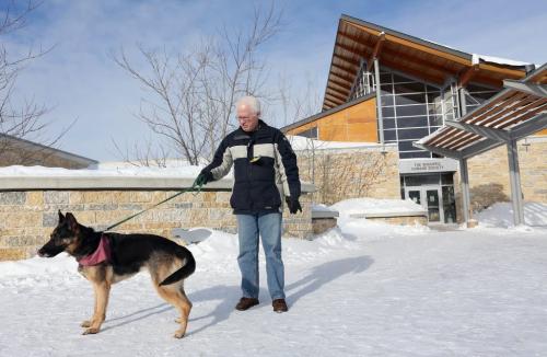 Wayne Rose with Heidi, a German Shepherd, at the Winnipeg Humane Society, Friday, February 1, 2013. (TREVOR HAGAN/WINNIPEG FREE PRESS)
