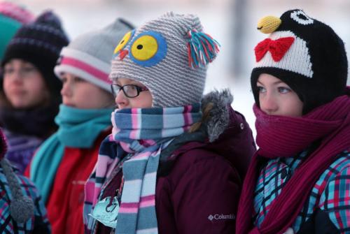 At Oak Hammock Marsh, members of the 155th Transcona Girl Guides listen to Jacques Bourgeois exlain Groundhog Day, shortly before 8am, Saturday, February 2, 2013. (TREVOR HAGAN/WNNIPEG FREE PRESS)