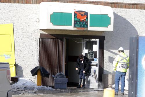 A water main break from the St. James Hotel flooded the route 90 underpass southbound. Feb 7, 2013  BORIS MINKEVICH / WINNIPEG FREE PRESS