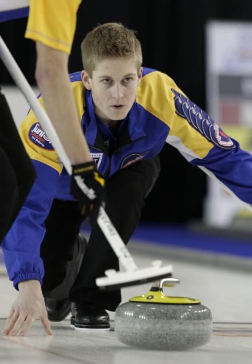 Feb 9/13 - Fort McMurray, AB - M&M Meat Shops Junior Curling Championships - Mens Final - Alberta skip, Thomas Scoffin - CCA/Michael Burns Photography/Mark O'Neill Photo