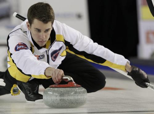 Feb 9/13 - Fort McMurray, AB - M&M Meat Shops Junior Curling Championships - Mens Final - Manitoba second, Daniel Grant  - CCA/Michael Burns Photography/Mark O'Neill Photo