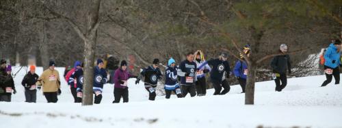 Participants make their way from the start line during the Ice Donkey run at the University of Manitoba, Sunday, February 10, 2013. (TREVOR HAGAN/WINNIPEG FREE PRESS)
