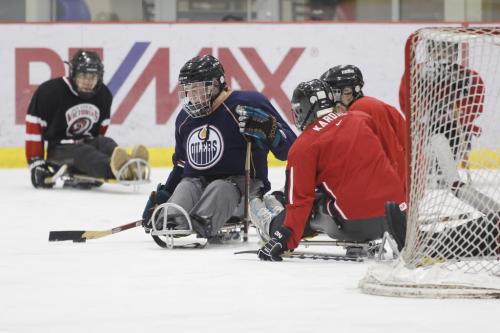 November 18, 2012 - 121104 -  Cole Maydanuk attends a Manitoba Sledge Hockey practise at MTS Iceplex Sunday November 18, 2012. Maydanuk, the eldest son of Kim and Darryl Maydanuk was in a tragic workplace accident at the CN rail yards in Brandon on July 25, 2012 which resulted in the loss of both of his legs.  John Woods / Winnipeg Free Press