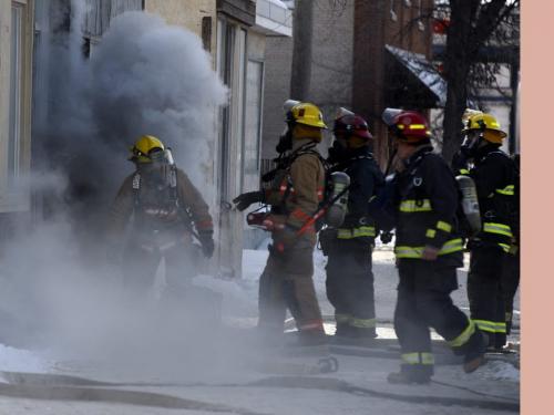 Fire Vacant building 1051 Main St at Burrows Ave , firefighters met with heavy smoke and flame, a joining  Biggs Rock Island Pizza also heavily damaged , no injuries fire is out west bound Main is closed , the arson strike force is investigating   KEN GIGLIOTTI / FEB 12 2013 / WINNIPEG FREE PRESS