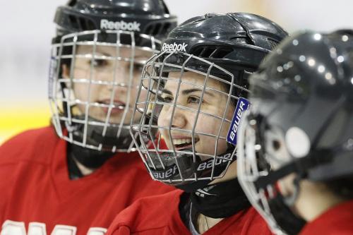 February 31, 2013 - 130231  -  Danielle Krzyszczyk of the St Mary's Academy hockey team practices Tuesday February 12, 2013. John Woods / Winnipeg Free Press