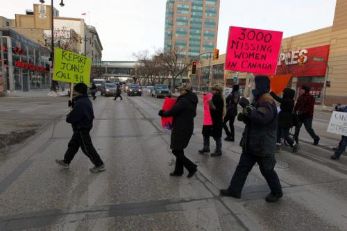 Protestors gathered at Portage Place Mall and then marched down Portage to three locations downtown to try to bring awareness to missing women. Feb 14, 2013  BORIS MINKEVICH / WINNIPEG FREE PRESS
