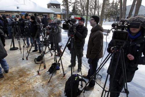 Hudson the polar bear at the Zoo was introduced to the public today. Media lines up outside the polar bear area before the start of the announcement. Feb 14, 2013  BORIS MINKEVICH / WINNIPEG FREE PRESS