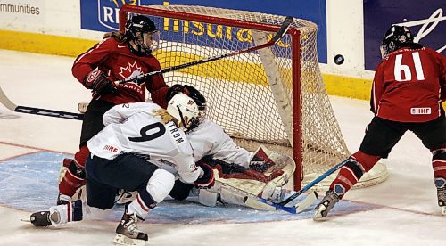 BORIS MINKEVICH / WINNIPEG FREE PRESS  070410 Canada vs USA gold medal game. First Period action.