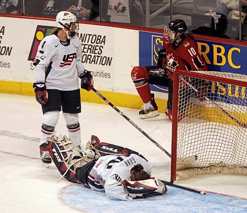 BORIS MINKEVICH / WINNIPEG FREE PRESS  070410 Canada vs USA gold medal game. First Period action.