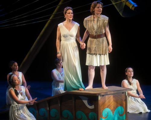 Royal Manitoba Theatre Centre production of Penelopiad, a play by Margaret Atwood, opens February 21, 2013. Jennifer Lyon stars as Penelope (centre left) and Sarah Constible as Odysseus (centre right) 
(Melissa Tait / Winnipeg Free Press)