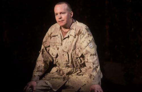 The Tarragon Theatre and Prairie Theatre Exchange joint production of This Is War. John Cleland as Sergeant Hughes. (Melissa Tait / Winnipeg Free Press)