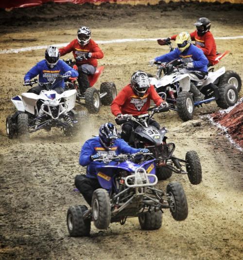 Quad racing started the Maple Leaf Monster Jam event at MTS Centre Saturday afternoon. 130223 February 23, 2013 Mike Deal / Winnipeg Free Press