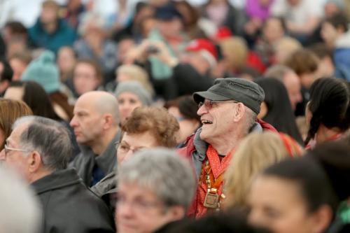 A large crowd crammed in to watch the Ensemble folklorique De la Riviere Rouge, at the Festival du Voyageur, Sunday, February 24, 2013. (TREVOR HAGAN/WINNIPEG FREE PRESS)