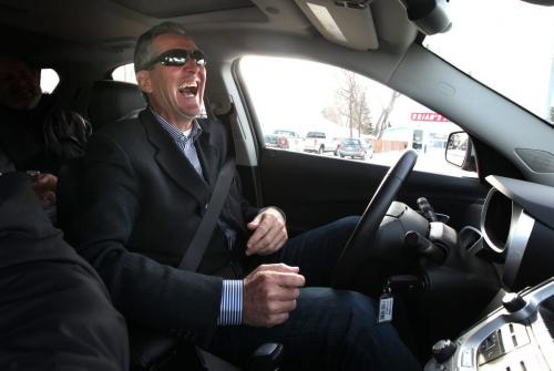 Brian Pallister shares a belly laugh driving around his Portage la Prairie constiuency. The former MP and now Provincial Conservative Party Leader is the subject of a Randy Turner tale.  Feb 22, 2013 - (Phil Hossack / Winnipeg Free Press)